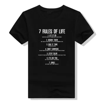 7 Regras de Vida Poster Motivacional T-Shirt Engraçada Estilo de Vida Tee Tops